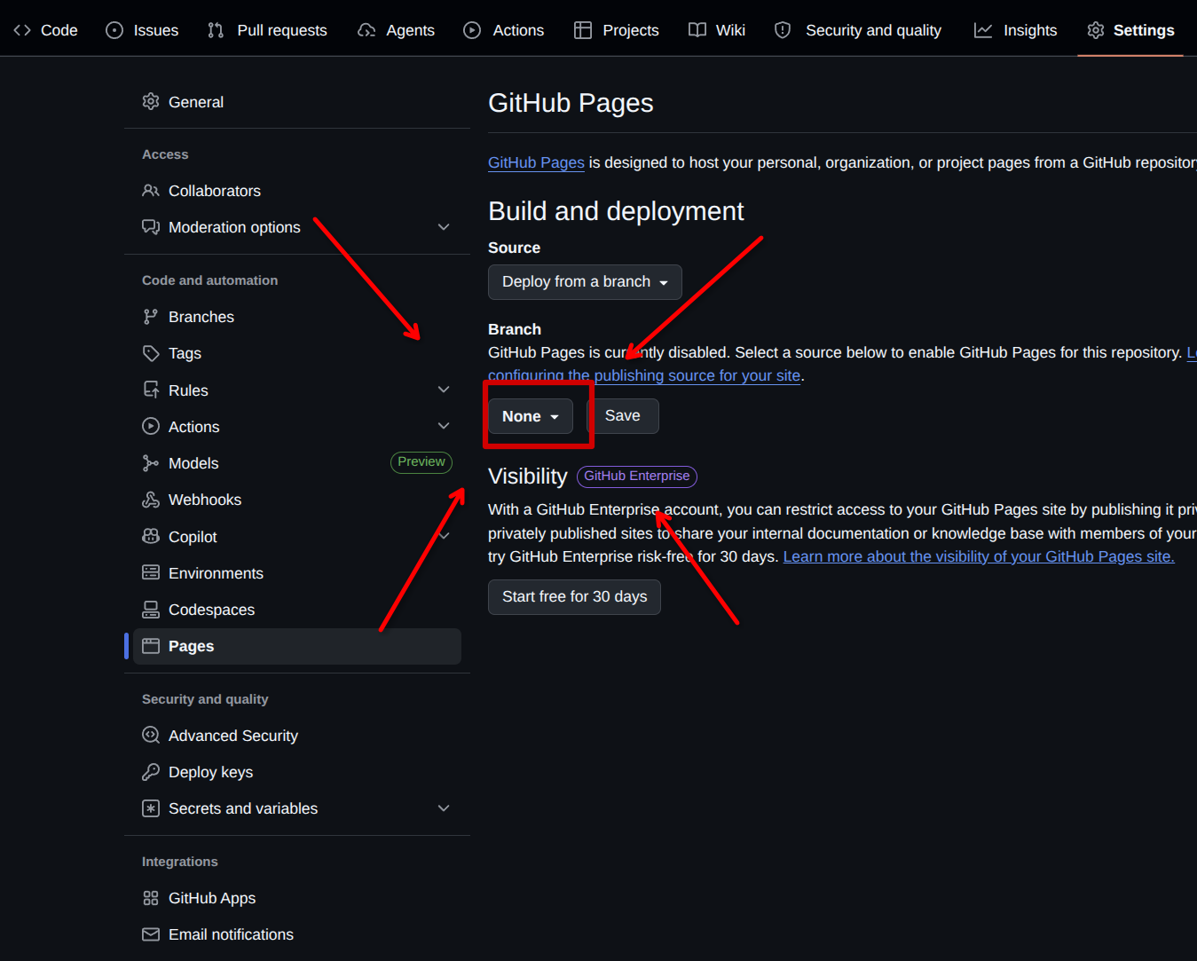 Branch dropdown button