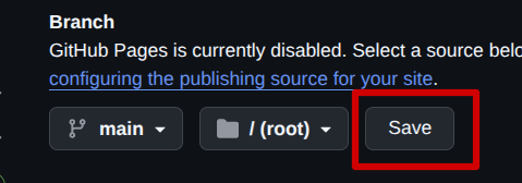 Branch save button