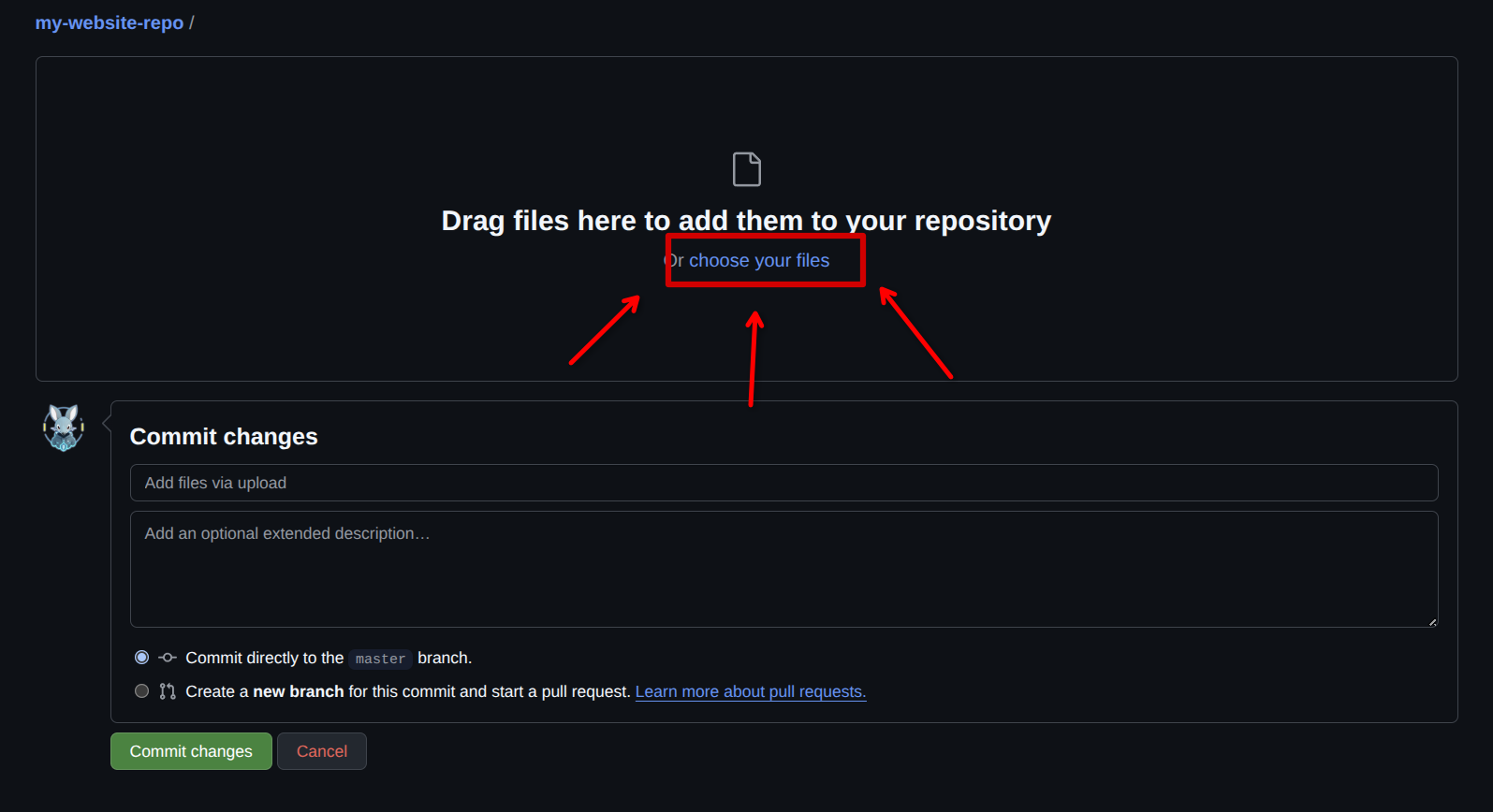 Choose files link