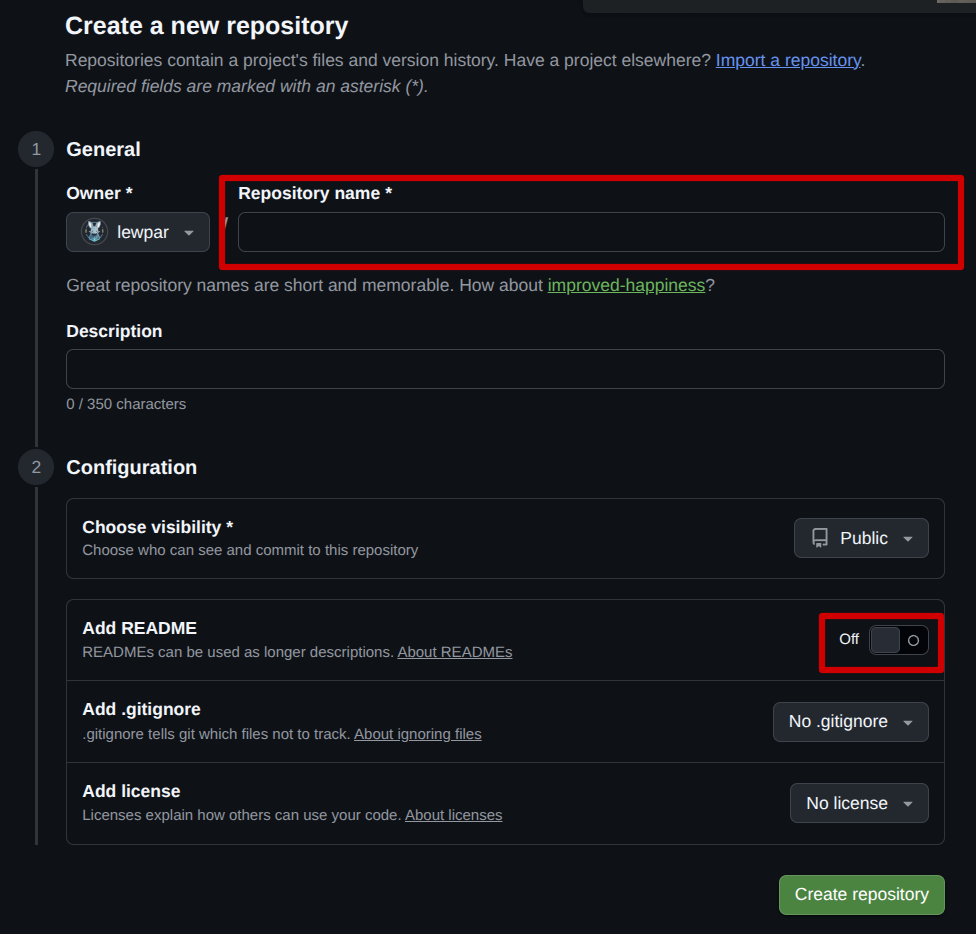 Create Repository Fields